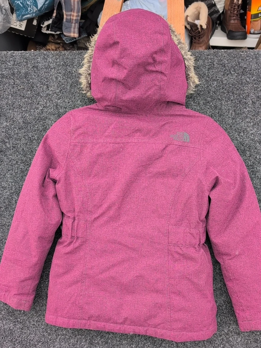 North Face Parka Girls Small Purple Dryvent 550 Down Fur Trim Sherpa Quilt Lined